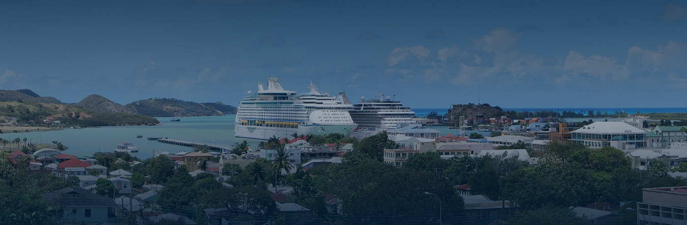 Aerial view across St. John's harbour in Antigua and Barbuda