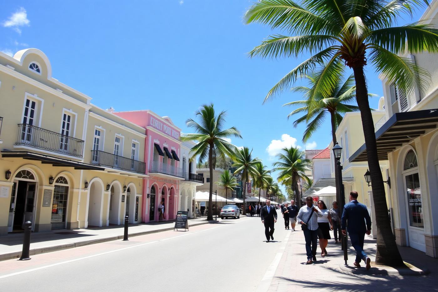Waterfront street in St. John's, Antigua and Barbuda