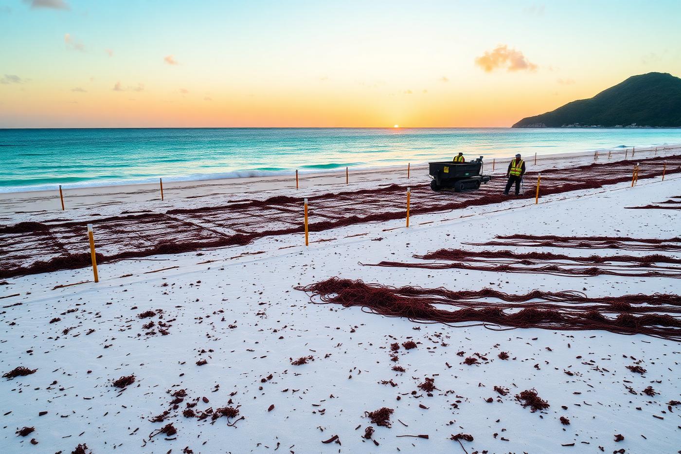 Illustrative sargassum recovery scene.
